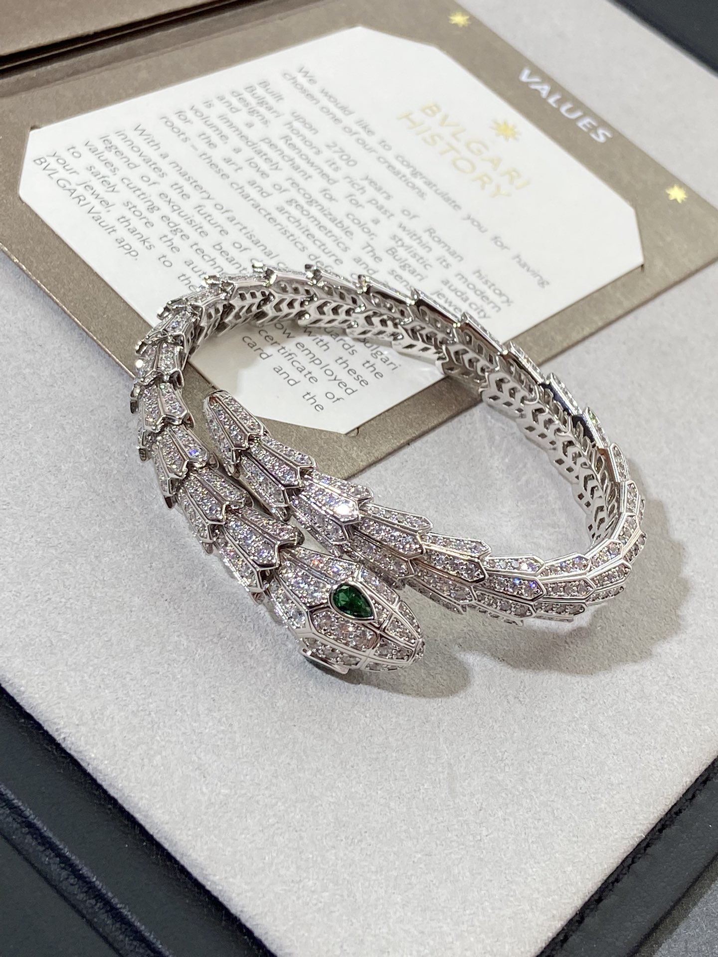 Serpenti Ring or Bracelet Diamonds 2 Emerald Eyes