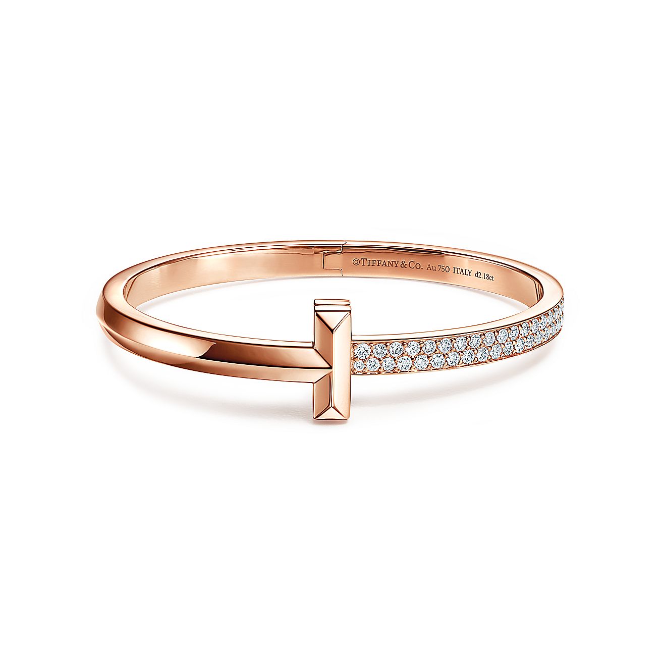 T T1 Hinged Bangle in Rose Gold Wide